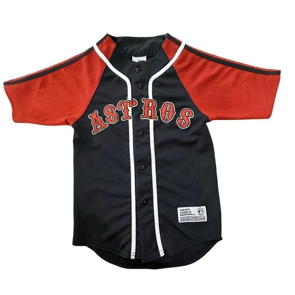 VINTAGE 90s MLB Houston Astros KIDS Small (6-7) True Fan Button Down Jersey - Picture 1 of 12